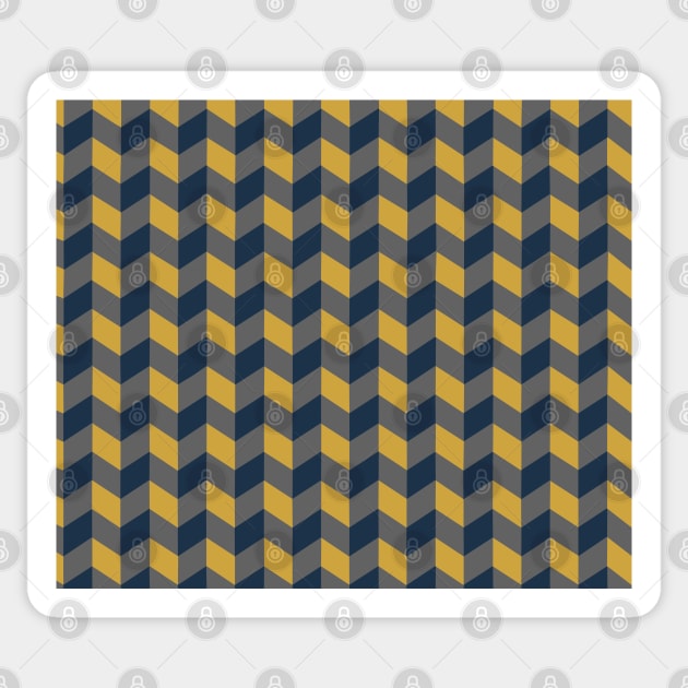 Chevron Check Pattern in Yellow and Blue Sticker by OneThreeSix